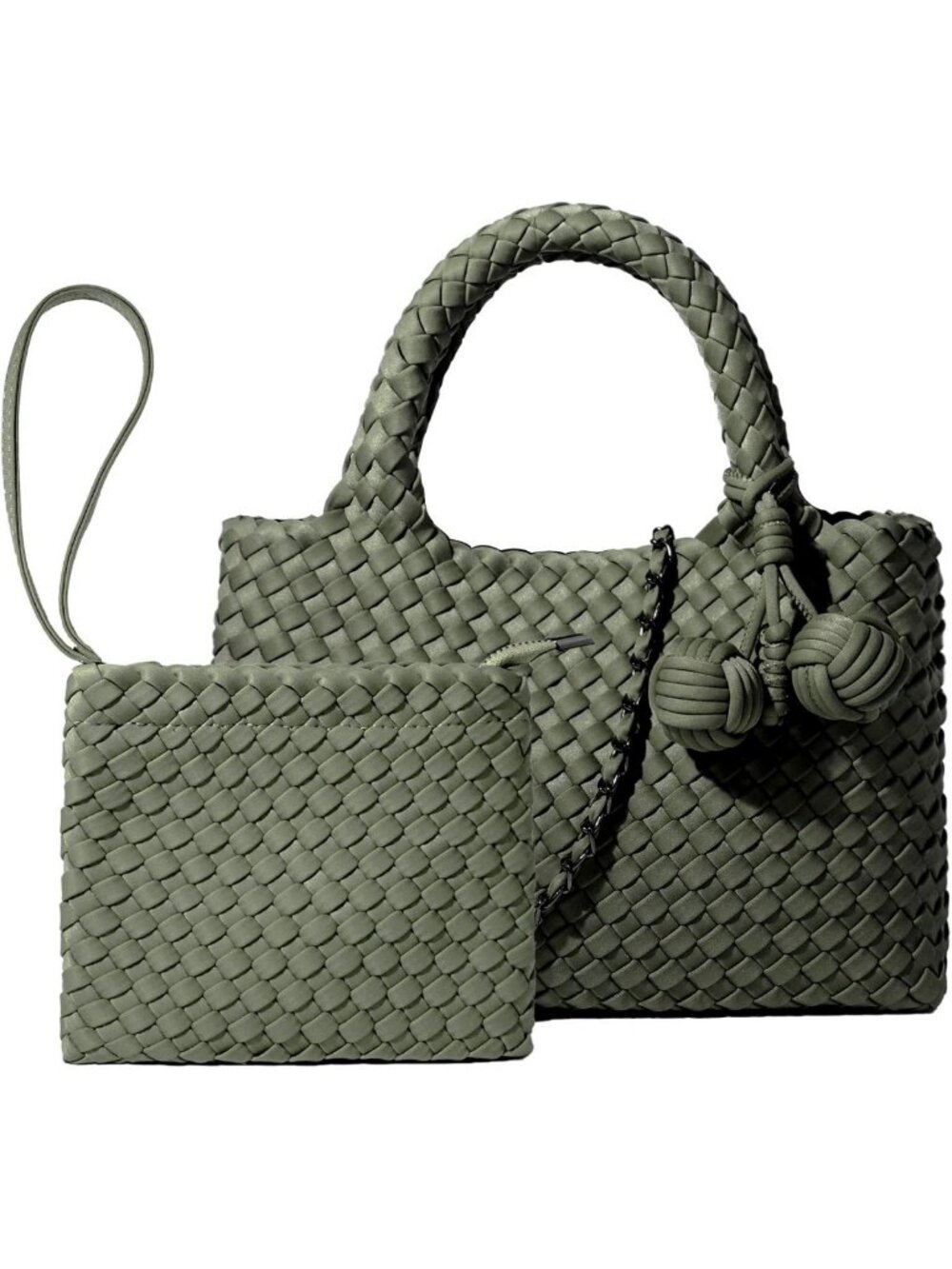 Stylish Woven Tote Bag with Coin Purse, Foldable Crossbody Handbag & Hobo